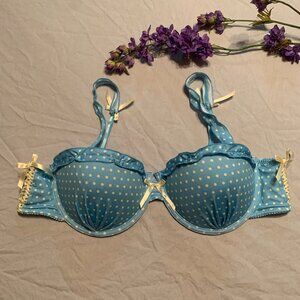 Adorable Blue & Yellow Polka-Dot Bra